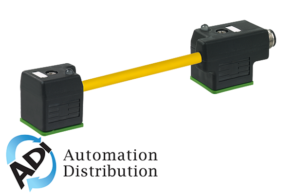 Murrelektronik 7000-41581-0160000 m12 male on rear of msud double valve plug 18mm, pvc 3x0.75 yellow, 0m