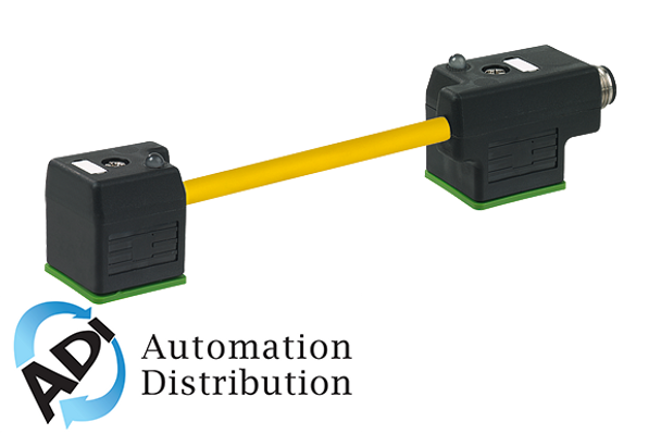 Murrelektronik 7000-41561-0160000 m12 male on rear of msud double valve plug 18mm, pvc 3x0.75 yellow, 0m