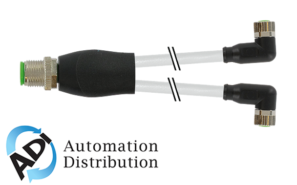 Murrelektronik 7000-40841-2100200 m12 y-distributor / m8 female 90??, pvc 3x0.25 gy ul/csa 2m