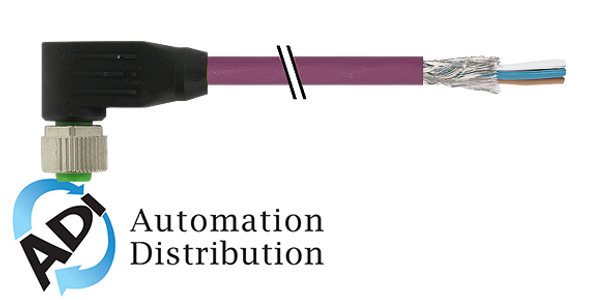 Murrelektronik 7000-14271-7990060 m12 female 90?? shielded, b coded ,interbus, pur 3x2x0.25 shielded violet 0.6m