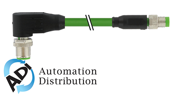 Murrelektronik 7000-44921-7910100 m12 male 90?? / m8 male 0??, shielded, ethercat, pur 1x4xawg26 shielded gn ul/csa+drag chain 1m