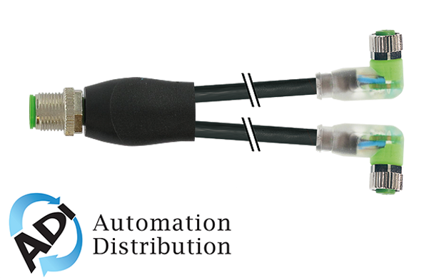 Murrelektronik 7000-40861-6300030 m12 y-distributor / m8 female 90?? led, pur 3x0.25 bk ul/csa+drag chain 0,3m