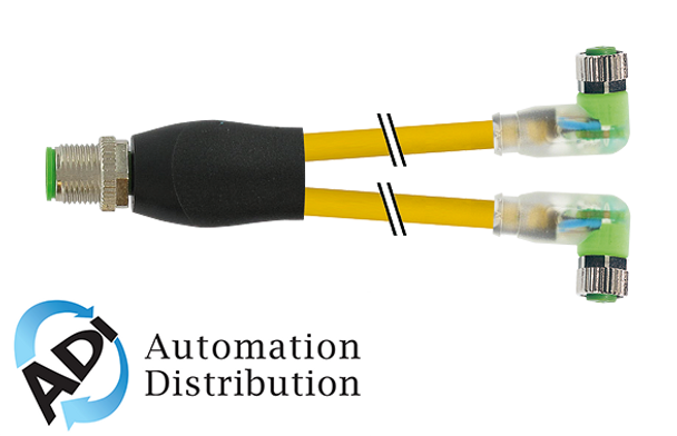 Murrelektronik 7000-40861-0200060 m12 y-distributor / m8 female 90?? led, pur 3x0.25 ye ul/csa 0,6m