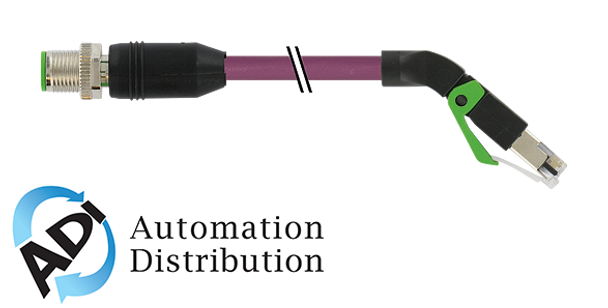Murrelektronik 7000-44731-7980100 m12 male 0?? / rj45, 45?? down, shielded, ethernet, pur 2x2xawg22 shielded vt ul/csa+dragchain 1m