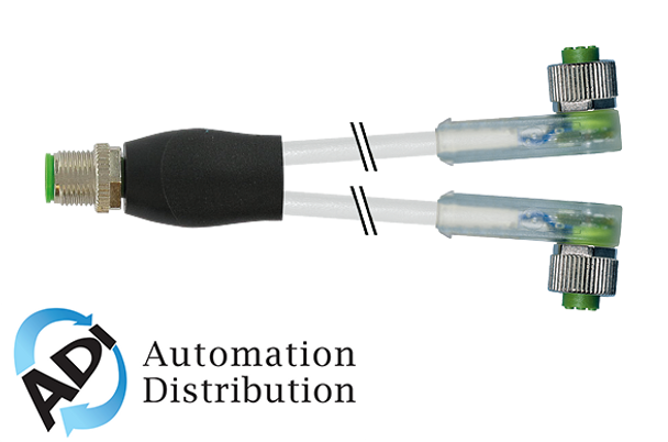 Murrelektronik 7000-40801-2130060 m12 y-distributor / m12 female 90?? led, pvc 3x0.34 gray, ul/csa 0.6m