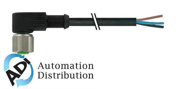 Murrelektronik 7000-20131-6361000 m12 female 90?? 3p dual-keyway, pur 3x0.75 black ul/csa, drag ch 10m