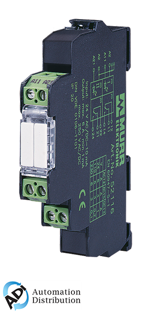 Murrelektronik 52104 miro12,4-1output-rel.24v-2s, miro 12.4 24v-2s output relay, in: 24 vac/dc - out: 250 vac/dc / 6 a, 2 n/o contact - 12,4 mm screw-type terminal