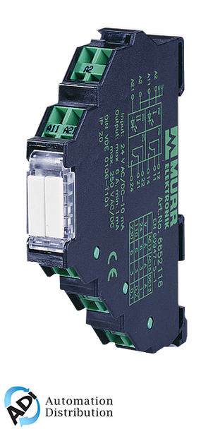Murrelektronik 6652130 miro 12.4 110v-2u-fk output relay, in: 110 vacdc - out: 250 vac/dc / 6 a, 2 c/o contact - 12,4 mm spring clamp