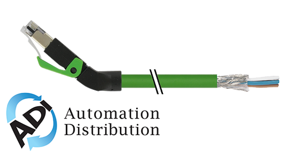 Murrelektronik 7000-74121-7960300 rj45 male 45?? up, shield with cable, ethernet, pur 2x2xawg22 shielded gn ul,csa+dragchain 3m