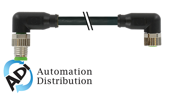 Murrelektronik 7000-89581-6410600 m8 male 90?? / m8 female 90??, shielded, pur 4x0.34 shielded bk ul/csa+drag chain 6m