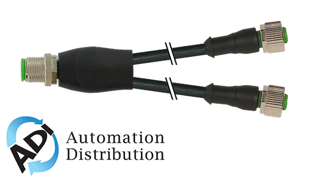 Murrelektronik 7000-40701-6530300 m12 y-distributor / m12 female straight, pur-ob 3x0,34 bk ul,csa+robot+drag chain 3m