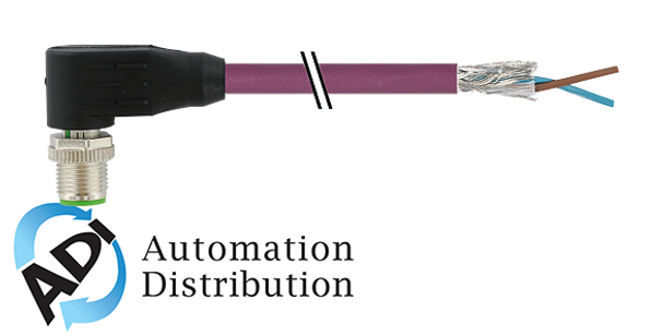 Murrelektronik 7000-14081-8430500 m12 male 90?? shielded b-cod.with cable, profibus, pur 1x2xawg23 shielded vt torsion ul/csa 5m