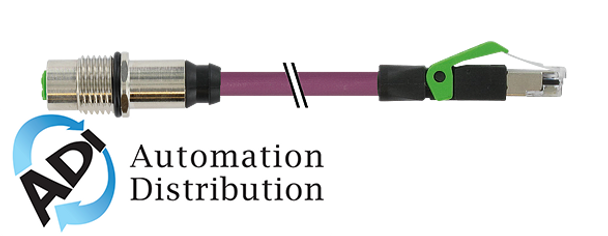Murrelektronik 7000-44851-7980050 m12 fem. recept. d-cod. rm / rj45 male 0??, pur 2x2xawg22 shielded vt ul/csa+dragchain 0,5m