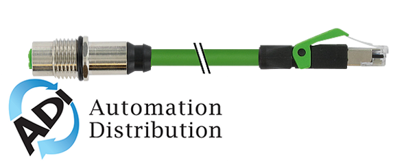 Murrelektronik 7000-44851-7960080 m12 fem. recept. d-cod. rm/rj45 male 0??, pur 2x2xawg22 shielded gn ul/csa+dragchain 0,7m