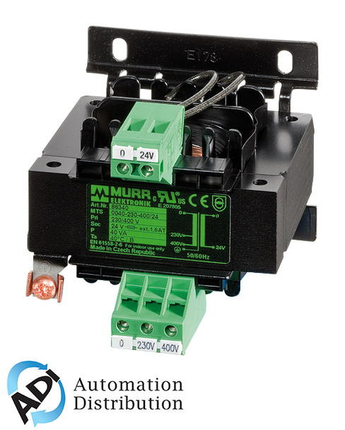 Murrelektronik 6686340 mts 1-phase safety transformer, p: 40va in: 230/400vac out: 24vac, for screw and din-rail mounting, with spring clamp connection