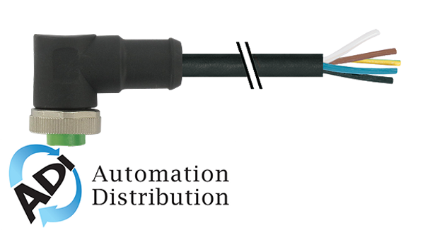 Murrelektronik 7700-A3031-UMB0750 mini (7/8) 3 pole, female 90?? w/ cable, pur 3x1.5 (3x16awg) bk ul/csa 7.5m