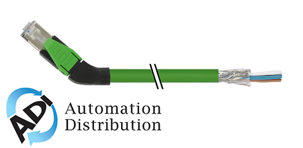 Murrelektronik 7000-74181-7960500 rj45 male 45?? right, shield with cable, ethernet, pur 2x2xawg22 shielded gn ul/csa+dragchain 5m
