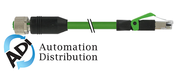 Murrelektronik 7000-44621-7940300 m12 female 0?? / rj45 male 0?? shielded ethernet, pur 2x2xawg22 shielded gn ul/csa 3m
