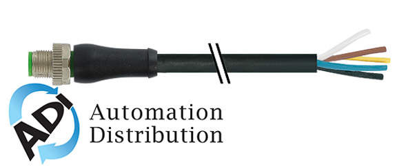 Murrelektronik 7000-P3201-P050900 m12 power k-coded male 0?? with cable, pur 5x1.5 bk ul/csa+drag chain 9m