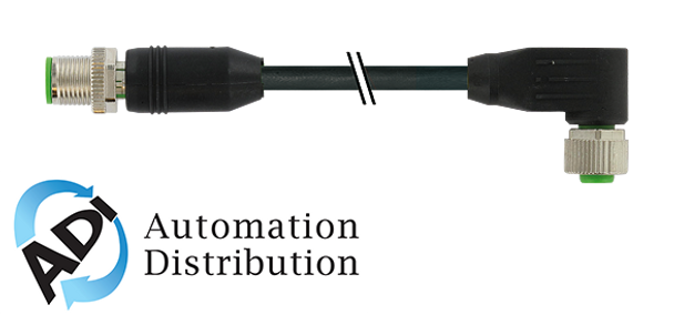 Murrelektronik 7000-40541-6431200 m12 male 0?? / m12 female 90?? shielded, pur 5x0.34 shielded bk ul/csa+drag chain 12m