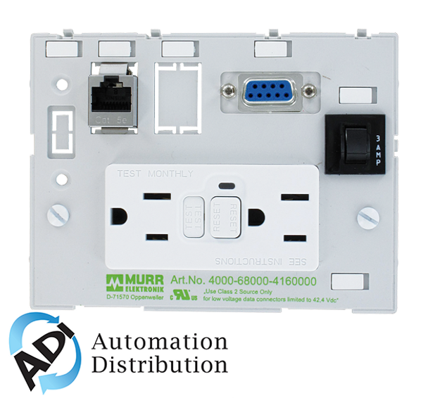 Murrelektronik 4000-68000-4160000 modlink msdd dbl combi insert usa 2xnema 5-15, gfci+1xrj45 fem./fem.+1xsub-d9 fem./fem.+1x3a fuse, with touch protection