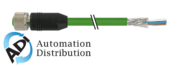 Murrelektronik 7000-15551-8310750 m12 female 0?? shielded y-cod. with cable, hybrid, pur awg20/26 shielded gn ul/csa/rob/drag ch 7,5m