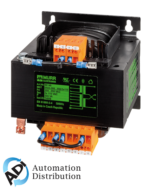 Murrelektronik 86183 mts 1-phase control and isolation transformer, p: 100va in: 208...550vac out: 24vac, for screw and din-rail mounting