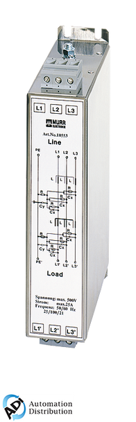 Murrelektronik 10551 mef emc-filter 3-phase 2-stage, i:12a u:3x500 vac book-style