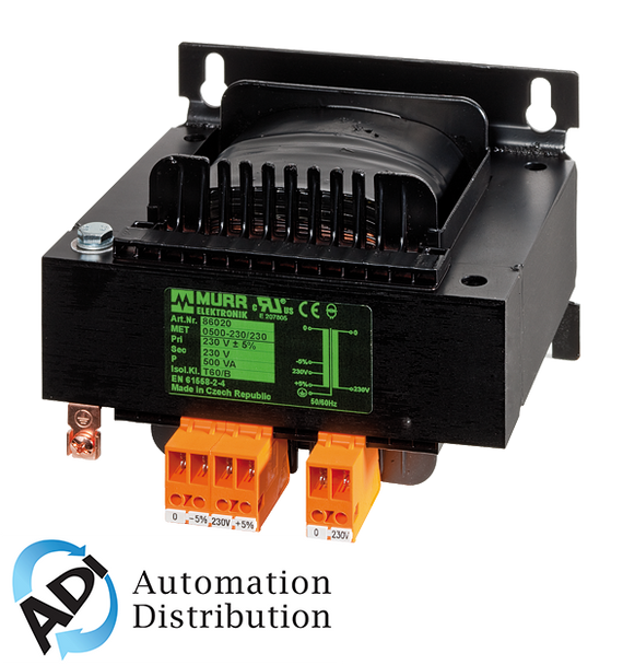 Murrelektronik 6686035 met 1-phase control and isolation transformer, p: 630va in: 240-415vac out: 110-110-20vac, with spring clamp connection