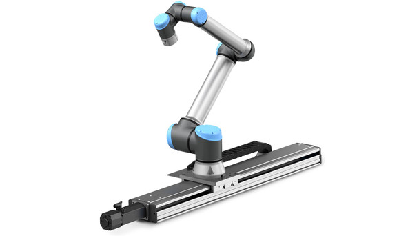 Move from manual handling to a fully automated line using a single cobot with Ewellix SLIDEKIT-UR-B20A-1300-11-SC Horizontal axis for collaborative robots (cobots) - a cost-effective solution. Extend the operating range of Universal Robots collaborative robots without any hardware or software development. Increase productivity and save costs with fast and direct positioning access within the UR controlled environment.