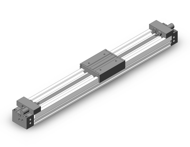 <h2>Rodless Cylinder, MY1M, Mechanically Jointed - Slide Bearing</h2><p><h3>The MY1M Rodless Cylinders have a one-piece carriage and piston that runs its entire stroke length housed with an inner seal belt to maintain air pressure combined with an outer dust seal band to protect from contaminants. This design offers a compact footprint compared to rod-style cylinders and features a low profile. The integrated slide bearing internal guide provides lateral stability protecting it from side load impacts. Air cushions are standard and external shock absorbers are optional.</h3>- Bore sizes: 16, 20, 25, 32, 40, 50, 63 mm<br>- Stroke lengths: 100, 200, 300, 400, 500, 600, 700, 800, 900, 1000, 1200, 1400, 1600, 1800, 2000, 3000, 4000, 5000 mm<br>- Minimum operating pressure: 0.15 ~ 0.20 MPa (22 ~ 29 psi)<br>- Speed: 100~1000 mm/sec (w/o stroke adjustment bolt), 100~1500 mm/sec (external shock absorber)<br>- Long stroke option: up to 5000 mm (XB11), up to 3000 mm for 16 bore<br>- Auto switch capable<br>- <p><a href="https://content2.smcetech.com/pdf/MY1.pdf" target="_blank">Series Catalog</a>