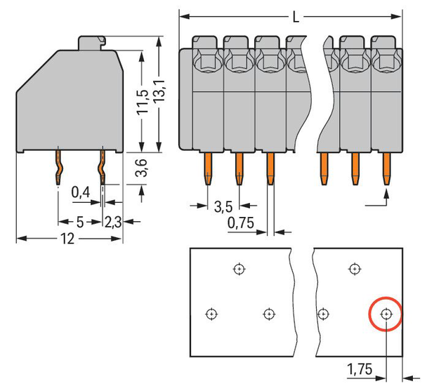 Wago 250-217/000-012 PCB terminal block, push-button 1.5 mm² Pin spacing 3.5 mm 17-pole, orange
