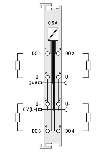 Wago 753-531/000-800 4DO, 24 VDC 0.5A IF 2-wire