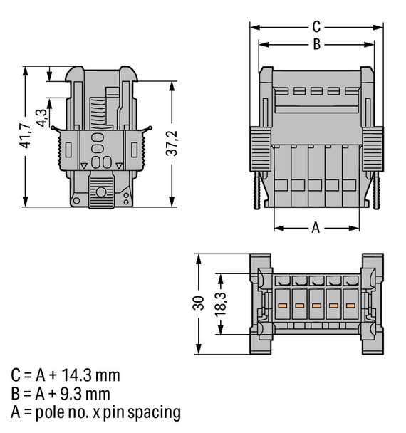 Wago 769-614/006-000 1-conductor male connector, CAGE CLAMP®, gray