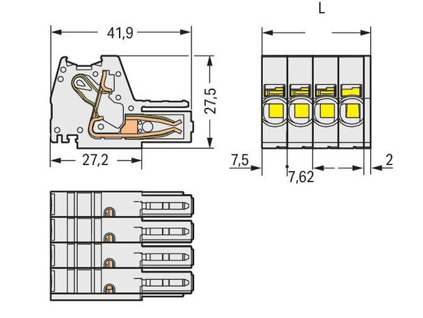 Wago 831-3104/000-9037 1-conductor female connector, Push-in CAGE CLAMP®, light gray