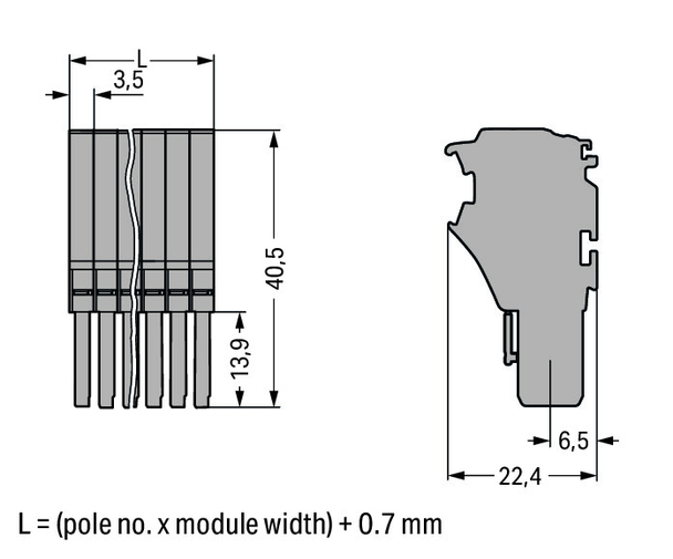 Wago 2020-114 1-conductor female connector, Push-in CAGE CLAMP®, gray