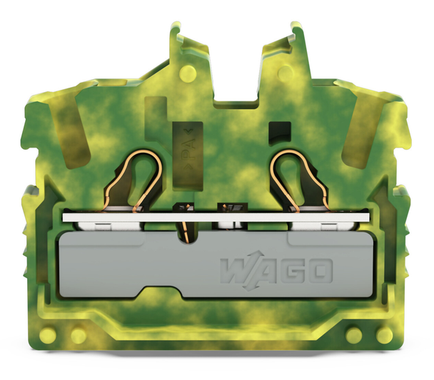 Wago 2052-327 2-conductor miniature through tb with operating slots 2.5 mm²,  green-yellow