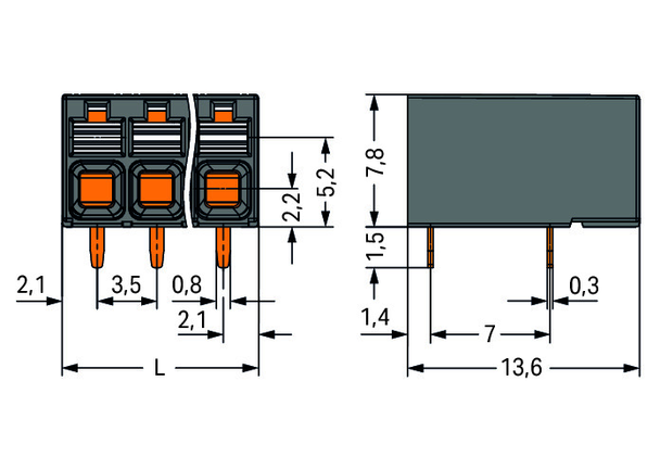 Wago 2086-1231/300-000 THR PCB terminal block, push-button 1.5 mm² Pin spacing 3.5 mm 11-pole, black