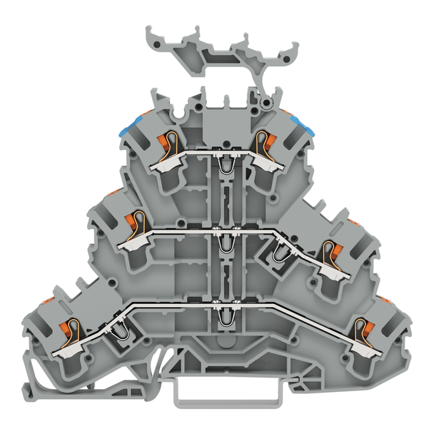 Wago 2202-3233 Triple-deck terminal block with push-button Through/through/through terminal block,  gray