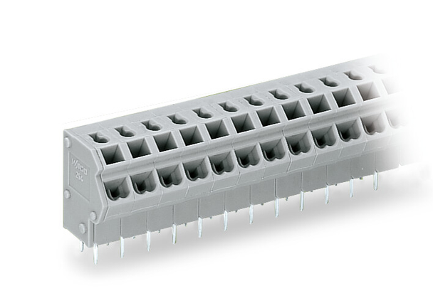 Wago 2-conductor PCB terminal block, 0.75 mm² Pin spacing 5/5.08 mm 24-pole, gray Pack of 10
