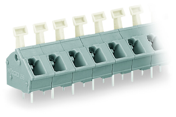 Wago PCB terminal block, push-button 2.5 mm² Pin spacing 7.5/7.62 mm 4-pole, light gray Pack of 35