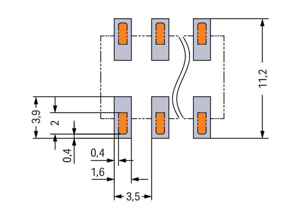 Wago SMD PCB terminal block, push-button 1.5 mm² Pin spacing 3.5 mm 3-pole, black Pack of 270