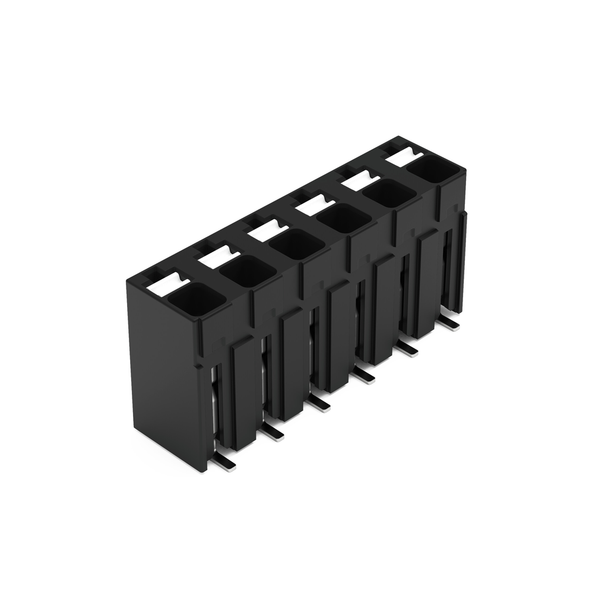 Wago SMD PCB terminal block, push-button 1.5 mm² Pin spacing 5 mm 6-pole, black Pack of 270