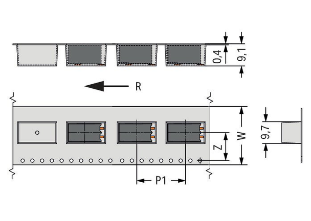 Wago SMD PCB terminal block, push-button 1.5 mm² Pin spacing 3.5 mm 6-pole, black Pack of 515