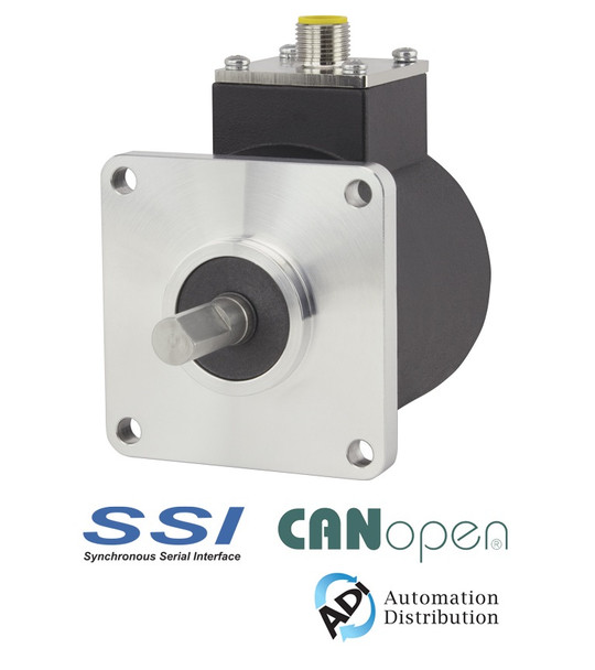 Encoder Products Company Size 25 (2.5") multi-turn absolute shaft encoder with CANopen or SSI communication protocols