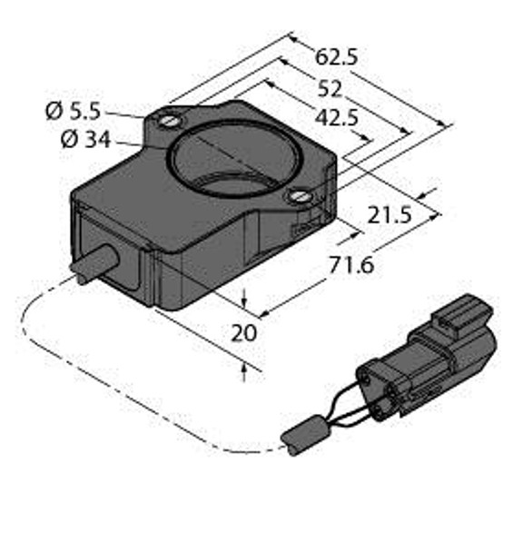 Turck Ri90P1-Qr20-Lu4X2-0.15-Dt04-3P Miniature Encoder, With Analog Output, Premium Line