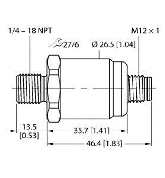 Turck Pt0.3V-1503-I2-H1143/D840 Pressure Transmitter, With Current Output (2-Wire)