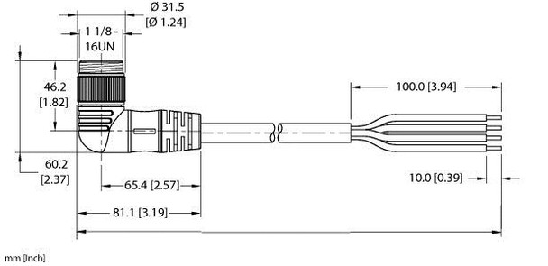 Turck Wsmc 42-1M/S4000 Power Cable, Connection Cable