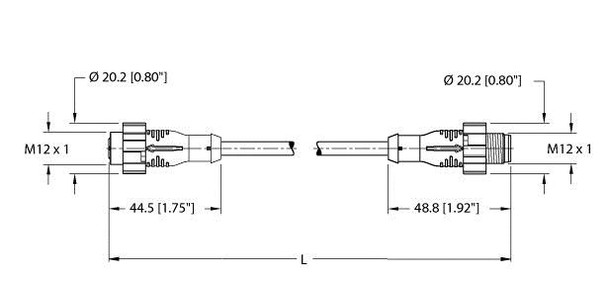 Turck Ekrt-Esrt-A4.400-Gu2K-5 Actuator and Sensor Cable, Extension Cable