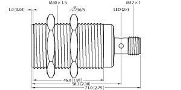 Turck Bi12-M30-2Aps8X2-H1141 Inductive Safety Sensor, Standard